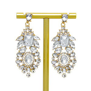 Van de Manierjuwelen van het Crosssontwerp de Oorringen Diamond Gold Chandelier Earrings
