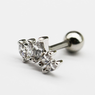 Het Oor Doordringende Juwelen 1.2mm van Zircongemmen Zilveren het Kraakbeennagel van 16G