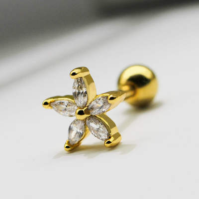 Gouden Doordringende de Juwelen Duidelijke Gemmen van het Bloemoor 1.2mm 16 Nagels van Maatoorringen