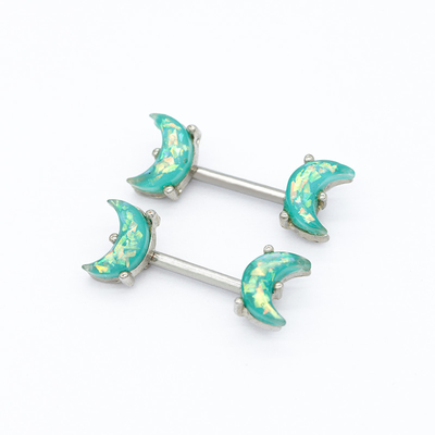 14G 1.6mm Beëindigen van de Dubbele Uitsteeksel het Doordringen Juwelen het Blauwgroene Dichroic Maan