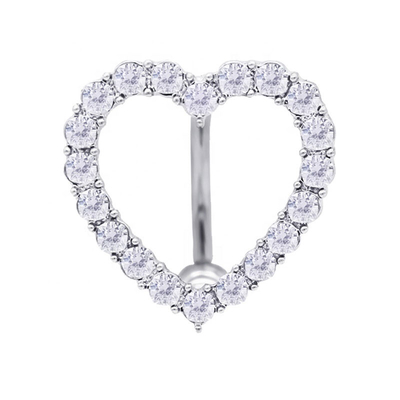 Het zilveren de Naveljuwelen van Navelring shiny zircons love heart Doordringen