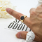Zwarte Steendiamant 925 Zilveren Goud Geplateerd Ring Round Hoop 17mm voor Meisjes