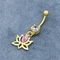 316 Roestvrij staallichaam het Doordringen Juwelen Goud Geplateerde Lotus Dangle Pink Gem