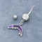 Dubbele Zircons-Lichaam het Doordringen het Lichaamsjuwelen 6mm van de Juwelen Zilveren Dolfijn