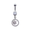 De zilveren Barbell-Navel het Doordringen Juwelen 10mm Zircons-Bloem bengelen chirurgisch staal