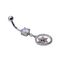 De zilveren Barbell-Navel het Doordringen Juwelen 10mm Zircons-Bloem bengelen chirurgisch staal