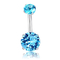 Dubbele Blauwe Zircon-Stenen14g Titanium het Doordringen Juwelen Opal Navel Ring