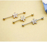 38mm 14G Industrieel Doordringend Juwelen Chirurgisch Staal Rose Gold ab Crystal Gem