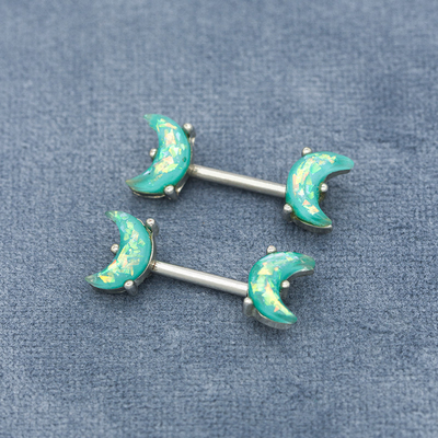 14G 1.6mm Beëindigen van de Dubbele Uitsteeksel het Doordringen Juwelen het Blauwgroene Dichroic Maan