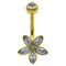 De Buik Ring Surgical Steel Piercing 14G van bloemmarquise crystals silver gold navel